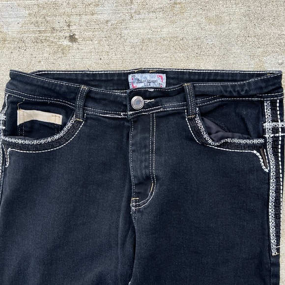 Y2K Ace Of Diamond White Stitched Jeans - Picture 3 of 5